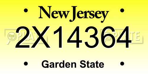 2X14364 New Jersey License Plate