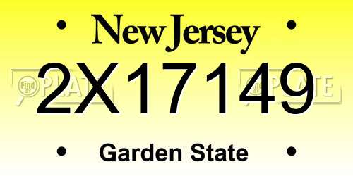 2X17149 New Jersey License Plate