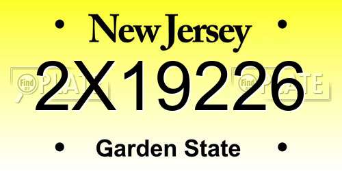 2X19226 New Jersey License Plate