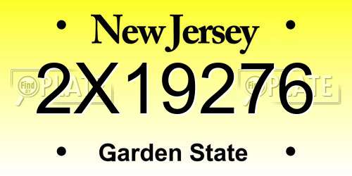 2X19276 New Jersey License Plate
