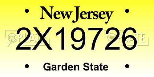 2X19726 New Jersey License Plate