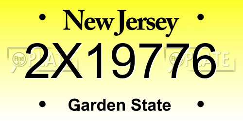 2X19776 New Jersey License Plate