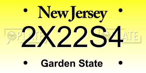 2X22S4 New Jersey License Plate