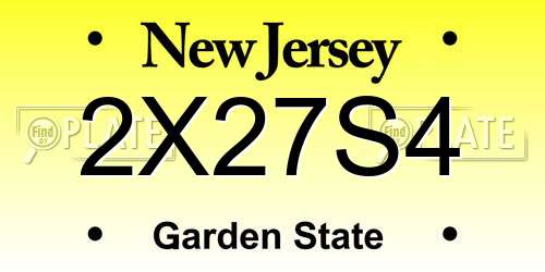 2X27S4 New Jersey License Plate
