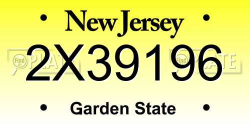 2X39196 New Jersey License Plate