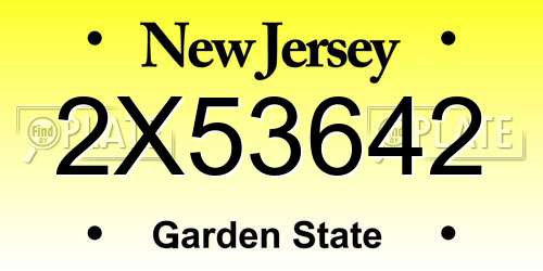2X53642 New Jersey License Plate
