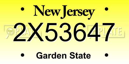 2X53647 New Jersey License Plate