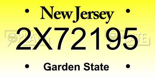 2X72195 New Jersey License Plate