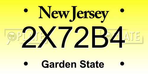 2X72B4 New Jersey License Plate