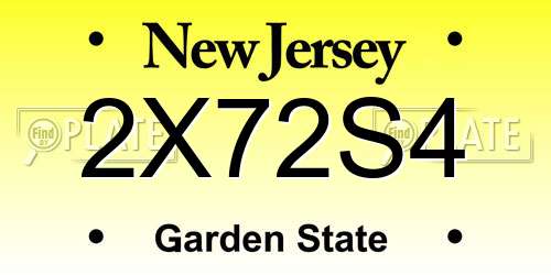2X72S4 New Jersey License Plate