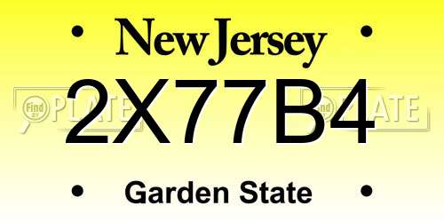 2X77B4 New Jersey License Plate