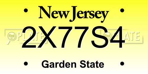 2X77S4 New Jersey License Plate