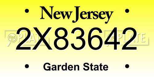 2X83642 New Jersey License Plate
