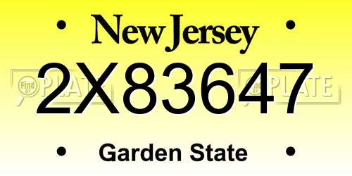 2X83647 New Jersey License Plate