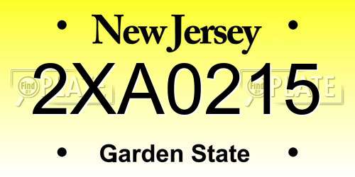 2XA0215 New Jersey License Plate