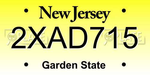 2XAD715 New Jersey License Plate