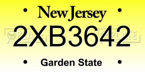 2XB3642 New Jersey License Plate