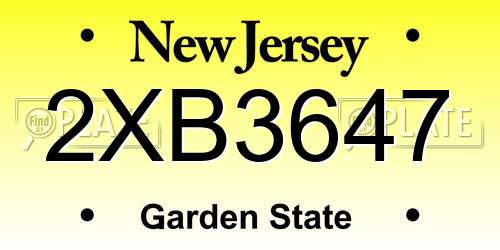 2XB3647 New Jersey License Plate