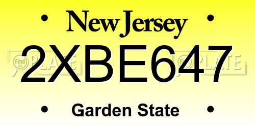 2XBE647 New Jersey License Plate