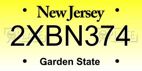 2XBN374 New Jersey License Plate
