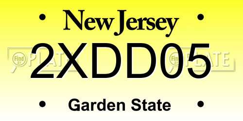 2XDD05 New Jersey License Plate
