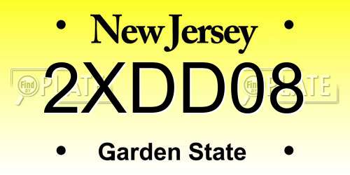 2XDD08 New Jersey License Plate