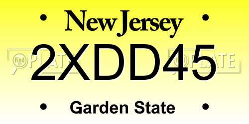 2XDD45 New Jersey License Plate
