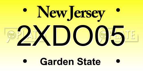 2XDO05 New Jersey License Plate