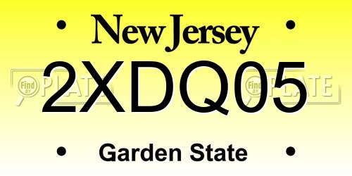 2XDQ05 New Jersey License Plate