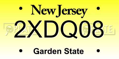 2XDQ08 New Jersey License Plate