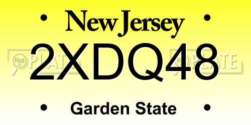 2XDQ48 New Jersey License Plate