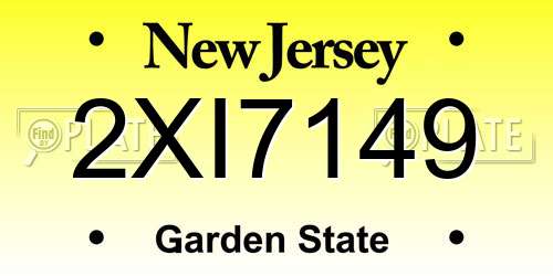 2XI7149 New Jersey License Plate