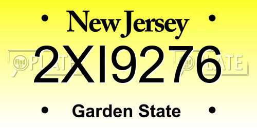 2XI9276 New Jersey License Plate