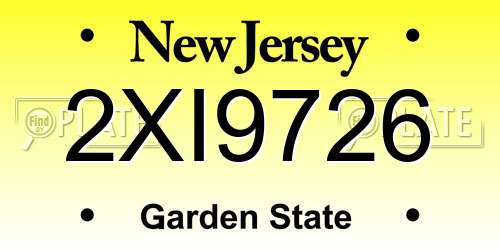2XI9726 New Jersey License Plate