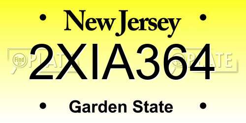 2XIA364 New Jersey License Plate
