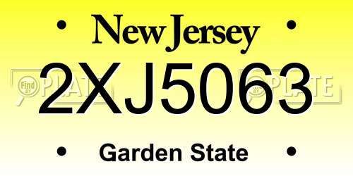 2XJ5063 New Jersey License Plate