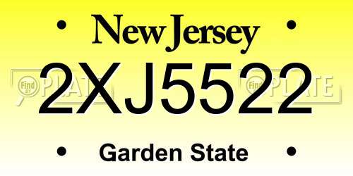 2XJ5522 New Jersey License Plate