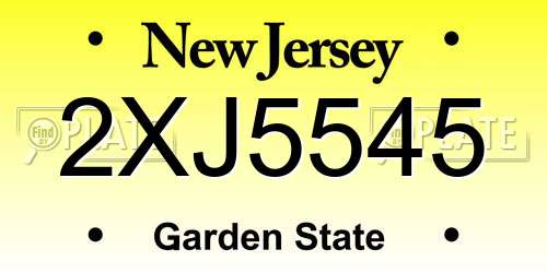 2XJ5545 New Jersey License Plate