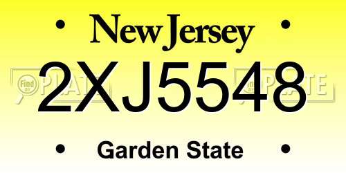 2XJ5548 New Jersey License Plate