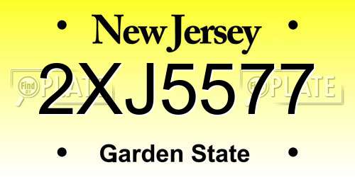 2XJ5577 New Jersey License Plate