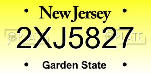 2XJ5827 New Jersey License Plate