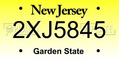 2XJ5845 New Jersey License Plate