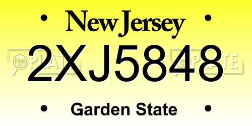 2XJ5848 New Jersey License Plate