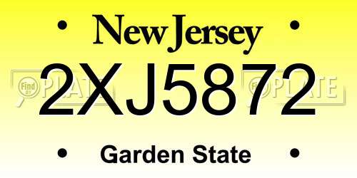 2XJ5872 New Jersey License Plate
