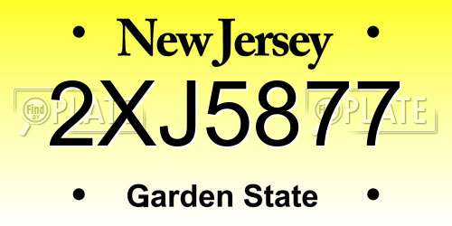 2XJ5877 New Jersey License Plate