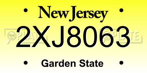 2XJ8063 New Jersey License Plate