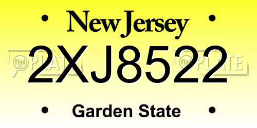 2XJ8522 New Jersey License Plate