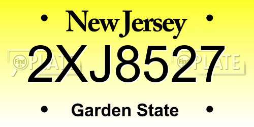 2XJ8527 New Jersey License Plate
