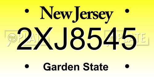 2XJ8545 New Jersey License Plate