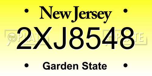 2XJ8548 New Jersey License Plate